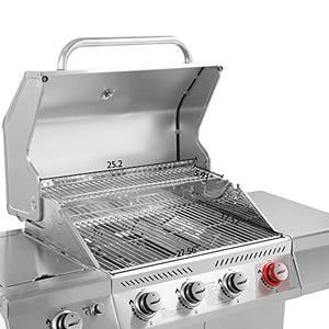 Royal Gourmet GA4402S Stainless Steel 4-Burner BBQ Propane Gas Grill, 54000 BTU Cabinet Style Gas Grill with Sear Burner and Side Burner, Perfect for Patio Garden Picnic Backyard Party, Silver