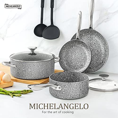 MICHELANGELO Pots and Pans Set Nonstick, Granite Cookware Set 12 Pcs Non  Toxic Cookware Set Induction Compatible, Black Granite Pots and Pans Set  with