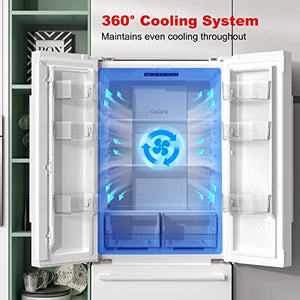 Galanz GLR16FWEE16 3-дверный холодильник с нижней морозильной камерой, регулируемый электрический термостат, контроль влажности, безморозный, куб.футы, белый, 16 куб. футов