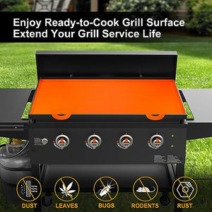 Jusoit 36 inch Blackstone Griddle Cover, Heavy Duty Food Grade Silicone Griddle Mat for Grill Top, Outdoor Blackstone Accessories Protect from Dirt & Rust