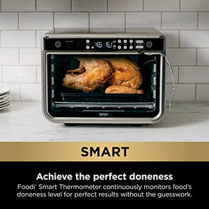 Ninja DT251 Foodi 10-в-1 Smart XL духовка для жарки, выпекание, жарка, тосты, жарение, цифровой тостер, термометр, настоящая объемная конвекция до 450°F, включает 6 противней и руководство по рецептам, серебристый