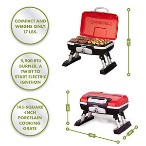 Cuisinart CGG-180T Petit Gourmet Portable Tabletop Propane Gas Grill, Red 17.6 x 18.6 x 11.8-Inch