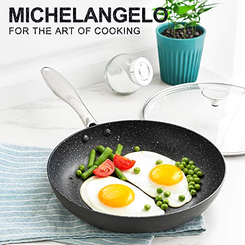 MICHELANGELO 10 Inch Frying Pan with Lid, Nonstick Stone Frying