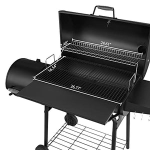Royal Gourmet CC1830S 30" BBQ Charcoal Grill and Offset Smoker | 811 Square Inch cooking surface, Outdoor for Camping | Black