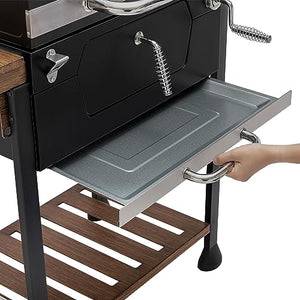 Royal Gourmet CD1824M 24 英寸木炭烤架，带手柄和折叠桌的烧烤吸烟器，非常适合户外露台、花园和后院烧烤，黑色，中号