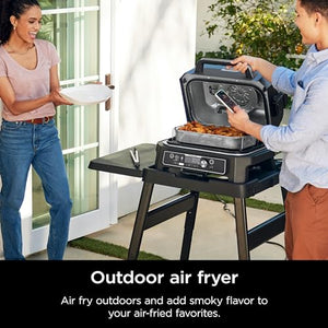 Ninja OG951 Woodfire Pro Connect Premium XL Outdoor Grill & Smoker, Bluetooth, App Enabled, 7-in-1 Master Grill, BBQ Smoker, Outdoor Air Fryer, Woodfire Technology, 2 Built-In Thermometers, Black