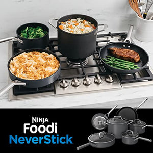 Ninja C39600 Foodi NeverStick Premium Hard-Anodized 13-Piece Cookware Set، کبھی نہ چپکنے کی ضمانت، نان اسٹک، پائیدار، اوون محفوظ 500°F، گرے