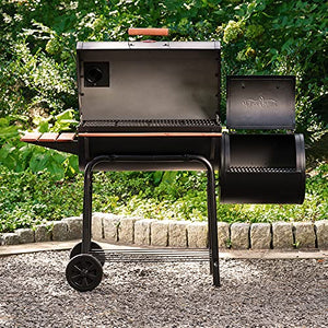 Char-Griller E1224 Smokin Pro 830 Parrilla de carbón de pulgadas cuadradas con caja de fuego lateral, 50 pulgadas, negro
