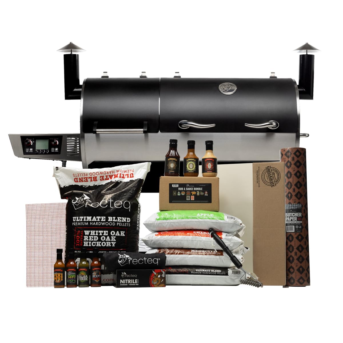 recteq DualFire RT-1200 Wood Pellet Smoker Grill + BBQ Masters Bundle| Wi-Fi-Enabled Electric Pellet Grill | Dual Chambers for Hot and Fast + Low and Slow Cooking
