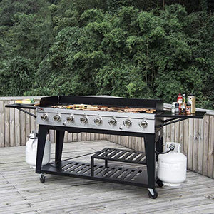 Royal Gourmet 8-Burner Gas Grill, 104,000 BTU Liquid Propane Grill, Independently Controlled Dual Systems, Outdoor Party or Backyard BBQ, Black