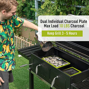 MFSTUDIO Extra Large Charcoal BBQ Grill with Easy Clean Full Size Ash Tray and Adjustable Charcoal Plate, 794 SQ.IN. Cooking Area, Barbecue Grill For Outdoor Family & Friends Party, Black