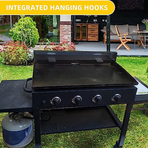 HECASA Couvercle rigide pour plaque de cuisson noire avec poignée pour barbecue extérieur de 91,4 cm, plaque à graisse avant ou arrière de 91,4 cm