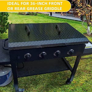 HECASA Couvercle rigide pour plaque de cuisson noire avec poignée pour barbecue extérieur de 91,4 cm, plaque à graisse avant ou arrière de 91,4 cm