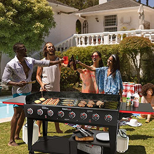 Royal Gourmet GB8003 8-Burner Gas Grill, 104,000 BTU Large Event Propane Grill, Independently Controlled Dual Systems, Outdoor Party or Backyard BBQ, Black