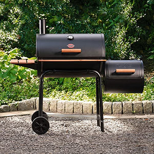 Char-Griller E1224 Smokin Pro 830 Square Inch Charcoal Grill with Side Fire Box, 50 Inch, Black