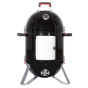 MFSTUDIO 18" Vertical Smoker and BBQ Grill, Pure Porcelain-Enameled Smokey Mountain Cooker, Heavy Duty Charcoal & Woods Outdoor Grill for Smoker, Black
