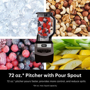 Ninja NJ601AMZ Professional Blender with 1000-Watt Motor & 72 oz Dishwasher-Safe Total Crushing Pitcher for Smoothies, Shakes & Frozen Drinks, Black