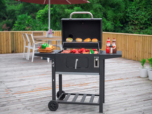 Royal Gourmet CD1824AC 24 英寸木炭烧烤户外野餐、露台后院烹饪，带盖，黑色