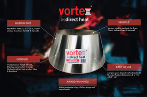 VORTEX (IN)DIRECT HEAT for Charcoal Grills, Medium Size - For Weber Kettle 22 26.75 WSM Smokey Mountain XL Kamado XL Big Green Egg