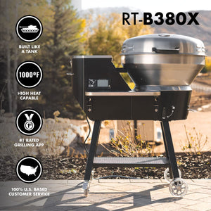 ecteq RT-B380X Bullseye 豪华木颗粒烧烤炉 + BBQ Master 套装 - 支持 Wifi 的智能烧烤炉 - 电动颗粒烟熏烧烤炉、烧烤炉、户外烧烤炉 - 烧烤、烤、烟等！