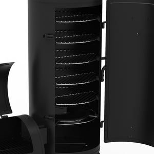 Dyna-Glo Signature 系列 DGSS1382VCS-D 重型垂直偏置木炭吸烟器和烧烤炉 & Royal Gourmet CC1830SC 木炭烧烤偏置吸烟器带盖，811 平方英寸，黑色，户外露营