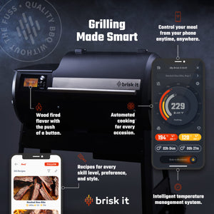Brisk It Origin-580 Wood Pellet Grill Smoker Grill, WiFi Smart Grill with PID Controller, Pellet Smoker for 580 sq in Cooking Area Outdoor Cooking BBQ, Two Boxes