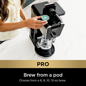 Ninja CFP307 DualBrew Pro Sistema de café especial, porción individual, compatible con K-Cups y cafetera de goteo de 12 tazas, con filtro permanente negro