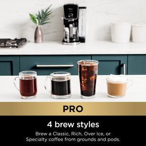 Ninja CFP307 DualBrew Pro Spezialitätenkaffeesystem, Einzelportion, kompatibel mit K-Cups und 12-Tassen-Filterkaffeemaschine, mit Permanentfilter Schwarz