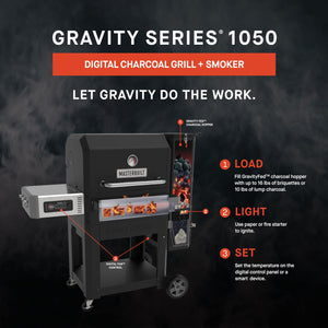 ماسٹر بلٹ MB20041220 Gravity Series 1050 Digital Charcoal Grill and Smoker Combo, 1050 sq. in, Black