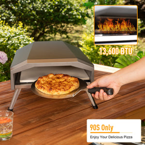 MFSTUDIO 丙烷气披萨烤箱，便携式户外披萨烤箱，用于石烤披萨、肉类或蔬菜，包括必要的工具，黑色