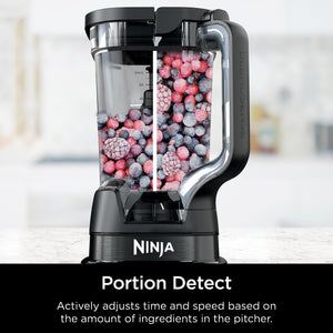 Ninja TB401 检测厨房系统动力搅拌机 + Processor Pro，BlendSense 技术，搅拌机、切碎和冰沙，1800 峰值瓦，72 盎司。水罐，64 盎司食品加工机，24 盎司外带杯，黑色