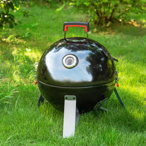 MFSTUDIO Fumoir et barbecue vertical de 45,7 cm, cuisinière Smokey Mountain en porcelaine émaillée pure, barbecue d'extérieur robuste au charbon et au bois pour fumoir, noir